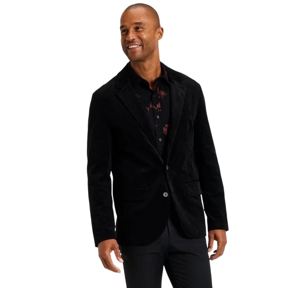 Goodfellow & Co Men's Black Velvet Two Button Sports Blazer Size XXL